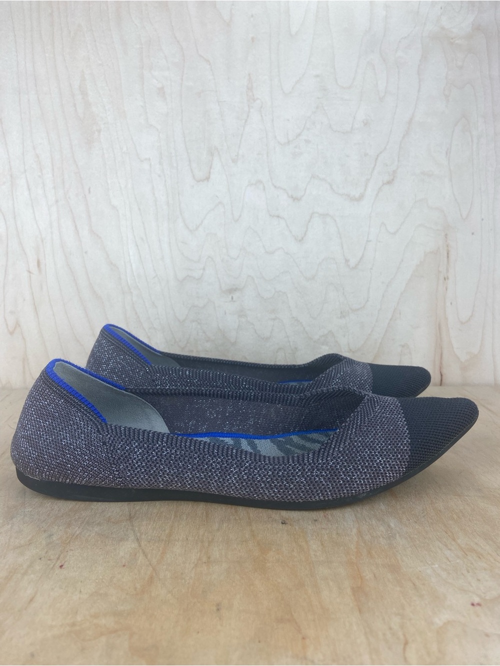 Rothy’s Twilight Metallic Point Shoes Women’s Size 8 Gray Black